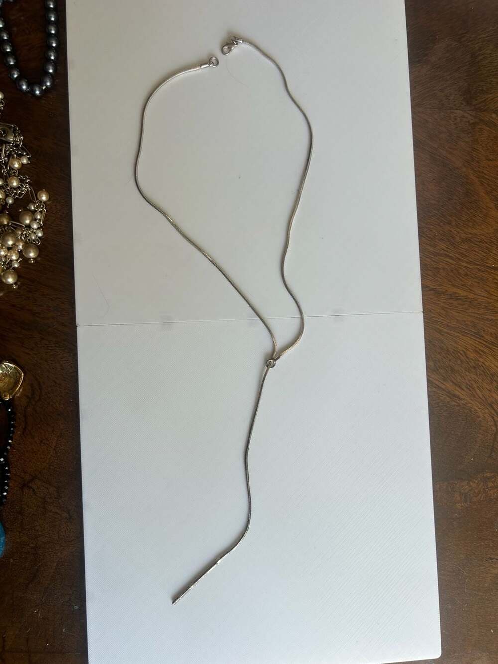 Sterling Silver Snake Chain Lariat Necklace Silver